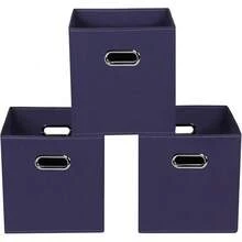 Yunkeeeper Storage Bins Cubes, Fabric Cube Organizer With Handle, Foldable Cube Bins Cloth Or Accessary Storage, 11x11x11, Set Of 3,(Gray) - Màu xanh hải quân - Xem 8