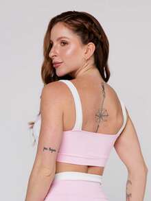 LOT FITNESS Women's Gym Set Baby Pink Top With White Cutout Elevate Fitness Leggings - Màu Hồng baby - Xem 6