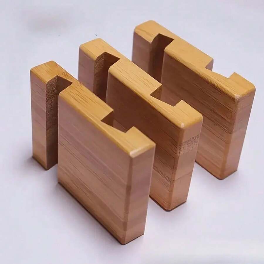 حامل الهاتف على المكتب الأنيق من الخيزران - قاعدة خيزران للهاتف ذات زاويتين، مناسبة للهواتف الذكية والأجهزة اللوحية، مناسبة لاكسسوارات المكاتب والمنازل، مريحة لليدين