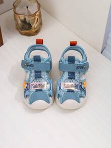 幼儿宝宝防踢夏季凉鞋，新款女童步行鞋，韩版男童沙滩鞋，软底运动鞋 - 藍色 - 查看 3