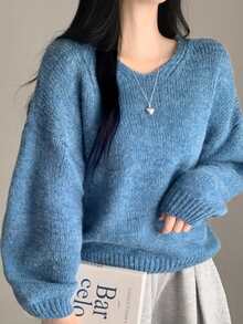 2025 Autumn/Winter New Casual Women Long Sleeve Sweater - Blue - View 5