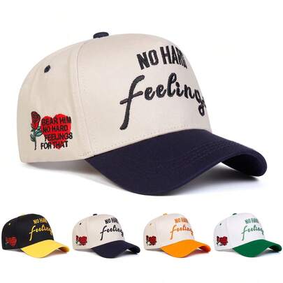 1Piece Men Letter Love Heart Embroidered Baseball Cap Outdoor Adjustable Sunscreen Leisure Hat Spring Autumn Travel Tourism Beach Vacation