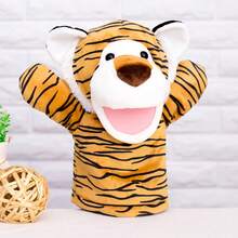 学龄前儿童老虎、狮子、猴子、大象、鳄鱼、小丑鱼、青蛙、狼、乌龟动物手偶，嘴巴可动，镇静玩具