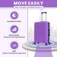 29" Large Suitcase Lightweight 4 Wheel Spinner ABS Hard Shell Luggage For 23kg 100 Litre - Purple - View 4