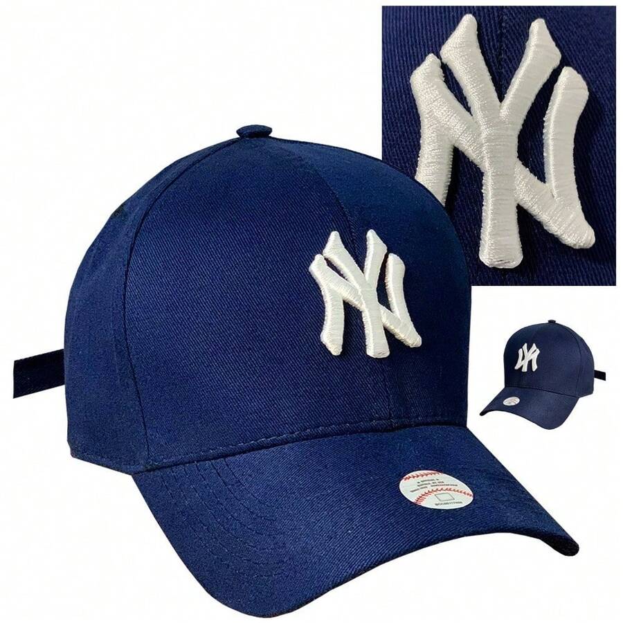New York Curved Brim Cap For Men And Women In All Colors - Blue and White - View 1