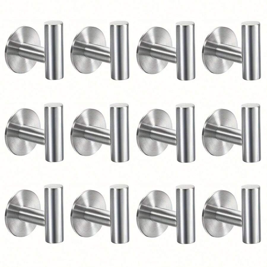 1/2/4/6/12 piezas de ganchos automáticos autoadhesivos de acero inoxidable, estantes montados en la pared para toallas, batas, abrigos y llaves para el baño y la cocina