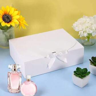 1/5/10 Piece Gift Box With Lid, White Gift Box, 10.6 X 7.8 X 3.1 Inch Bridesmaid Proposal Box With White Ribbon For Wedding Gifts, Birthday Gifts, Party Gifts, Decorations, Valentine's Day Gifts, Bridal Gift Boxes