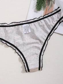 5条装女式多色荷叶边弹力豹纹蝴蝶结装饰内裤