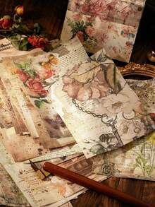 100 张/包复古主题剪贴簿纸，多功能模切件，可用于多用途 DIY 装饰，包括 8 种适合返校、日记、拼贴画、学校用品、返校的设计