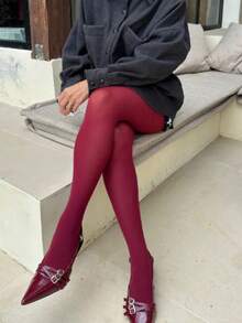 Selene Women's Basic Elastane 40 Thread Tights 9650 - Red - View 5