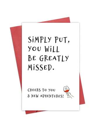 1 张趣味欢呼同事离职卡 - 幽默告别和新工作卡 - 你将被怀念