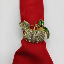 New Rhinestone Pumpkin Pattern Napkin Rings, Wholesale Hotel Tableware Napkin Holders, Holiday Dinning Accessories