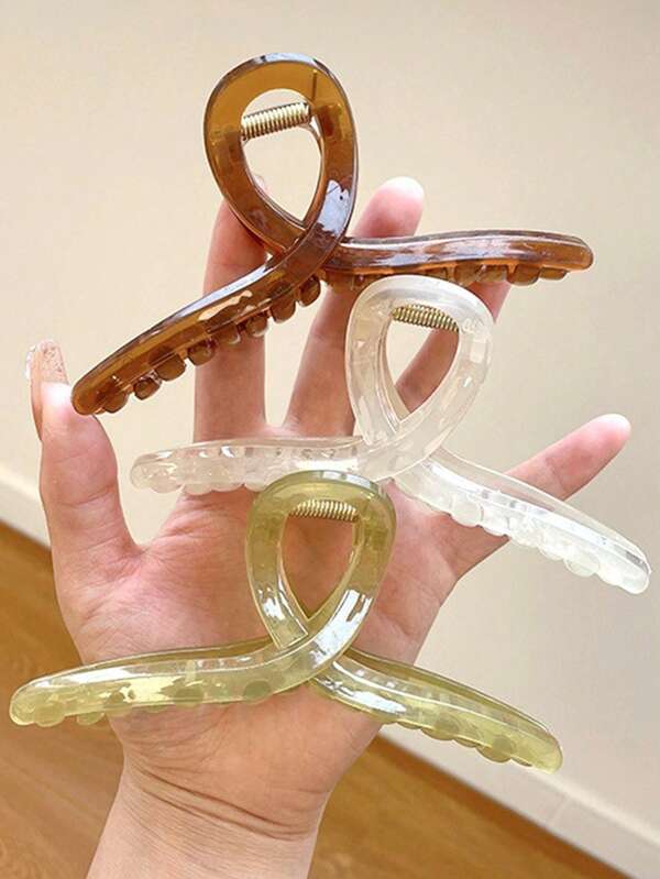 1pc Plus Size 13cm Acrylic Jelly-Color Hair Claw Simple Elegant Hair Clip Headband