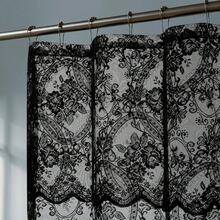 NOIR Gothic Vintage Shower Curtain With Valance For Goth Bathroom Decor - Hitam dengan valance hitam - View 1