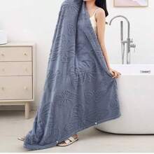 1 件装珊瑚绒提花斗篷式毛巾，柔软舒适，超强吸水，适合旅行、海滩、度假、返校、美容院、家庭浴室