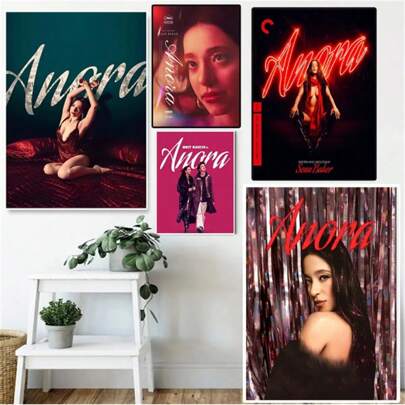 1 pièce Affiches avec cadre optionnel œuvres artistiques murales Affiche de film Pop Anora pour salon, chambre à coucher, décoration de la maison. Comédie romantique, film Oscar, image HD sur canevas pour peinture murale