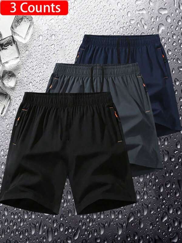 3 Pcs/Set Men's Sports Shorts, Ultralight Quick-Dry Shorts, Fashionable Casual Workout Running Beach Shorts, Summer