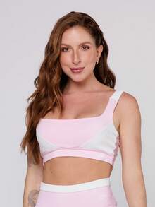 LOT FITNESS Women's Gym Set Baby Pink Top With White Cutout Elevate Fitness Leggings - Màu Hồng baby - Xem 5