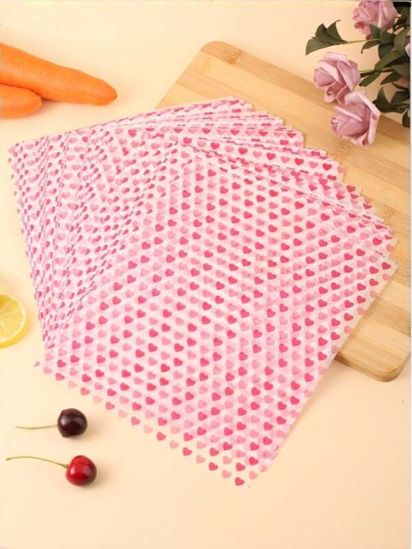50pcs Heart-Shaped Food Paper, Snack Paper, Baking, Packaging, Dish Decor, Multi-Purpose