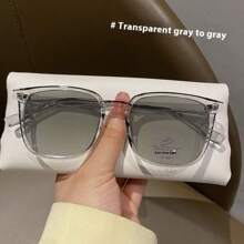 1pc Premium Color-Changing Black Frame Glasses , Transition From Black To Grey To Brown, Stylish Fashion Glasses Suitable For Sun Protection, Office, Computer Use, No-Makeup Face Wear For Summer Beach Vacation,Outdoor,Travel