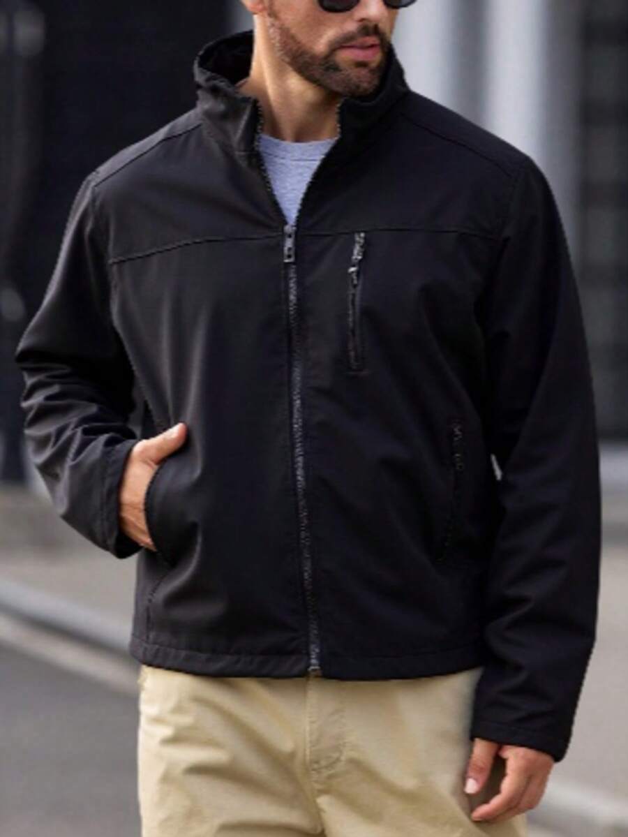 Chamarra Neopreno Para Hombre Impermeable con Cierre y Magnas Ajustables, Para Uso Diario Con Estilo Deportivo y Elegante, Resistente Para Climas Fríos y Lluvias - Negro - Ver 1