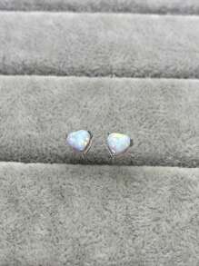 1 Paar reine Silber Pfirsich Herz & Liebesform Australischer Opal Ohrstecker, minimalistischer & modischer Schmuck für Frauen