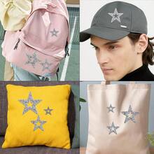4pcs Hollow Star Rhinestones Patches, Shiny Crystal Sticker Appliques For Garment Repair, Jeans, Bags, Hats, DIY, Peel And Stick