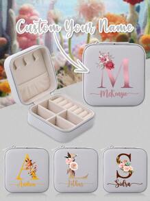 Customized Jewelry Organizer Box With Name Birthday Gifts For Women, Mom Personalized Jewelry Travel Case, Customized Bridesmaid Gift Jewelry Box, Portable Mini Jewelry Stand For Rings, Earrings And Necklaces Unique Ideal Gifts For Him Her, Boyfriend, Girlfriend, Dad, Mom, Family, Friends, Son, Daughter For Anniversaries, For Valentine's Day, For Mother's Day, For Birthdays, For Children's Day, For Father's Day, Bathroom Back To School,Home Refresh,Customized Jewelry Boxes,Easy Comfort