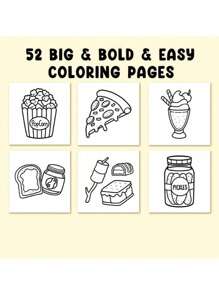 1pc Food Drink Sweets:Easy 52page Coloring Book For Adults And Teens, Colouring Book Super Cute Designs Of Cozy, Hygge Spaces For Relaxation (Cozy Spaces Coloring) .Back To School A Relaxing Gift For Friends, Couples, And Family . Painting Kit