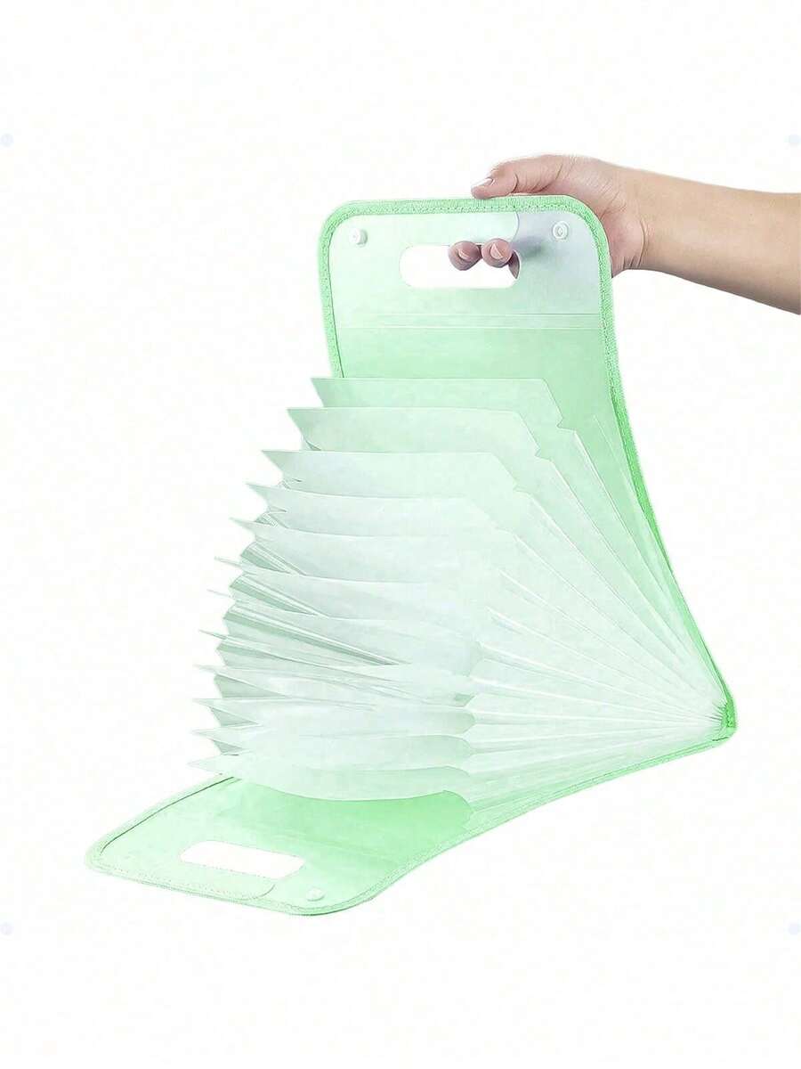 Accordion Folder For A4 Documents With Dividers And Waterproof Labels - 綠色 - 查看 1