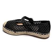 Ballerines ajourées à bride fantaisie avec boucle décorative sur semelle tressée - 黑色2223 - 查看 3