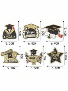 1pc Glitter Printed Acrylic Badge Pendant Jewelry DIY Accessory For Graduation Season And Back To School