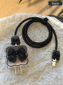 5pcs 3D Bow Compatible With Apple 18/20W Charger Cable Protective Case, Anti-Breaking, Wave Bow Charger Protector