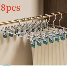 10pcs Metal Pants Hangers With Adjustable Clips, Non-Slip Multipurpose Organizer, Space-Saving, Suitable For Pants, Skirts, Jeans, Coats, Wardrobe And Retail Display