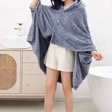 1 件装珊瑚绒提花斗篷式毛巾，柔软舒适，超强吸水，适合旅行、海滩、度假、返校、美容院、家庭浴室