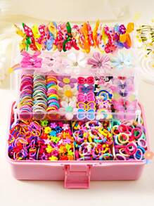 528pcs/517pcs/70pcs/501pcs/345pcs/100pcs Assorted Hair Accessories Set For Girls, Including Sweet Simple Elastic Hair Ties, Fashion Versatile Small Flower Hair Claws, Cartoon Butterfly Hair Clips, Suitable For Gifts And Daily Wear (Random Color - OPP Bag)