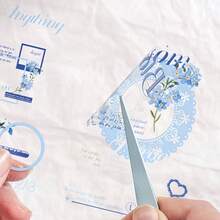 6 件薄纱纹理字母贴纸，适用于日记本、剪贴簿、计划簿和 DIY 工艺品