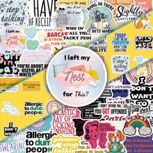 50pcs Snarky English Phrase Cartoon Fresh Creative Personalized Decorative Glass Car Helmet Stickers Room Decor Home Decor Wall Decor Personalized Wall Stickers