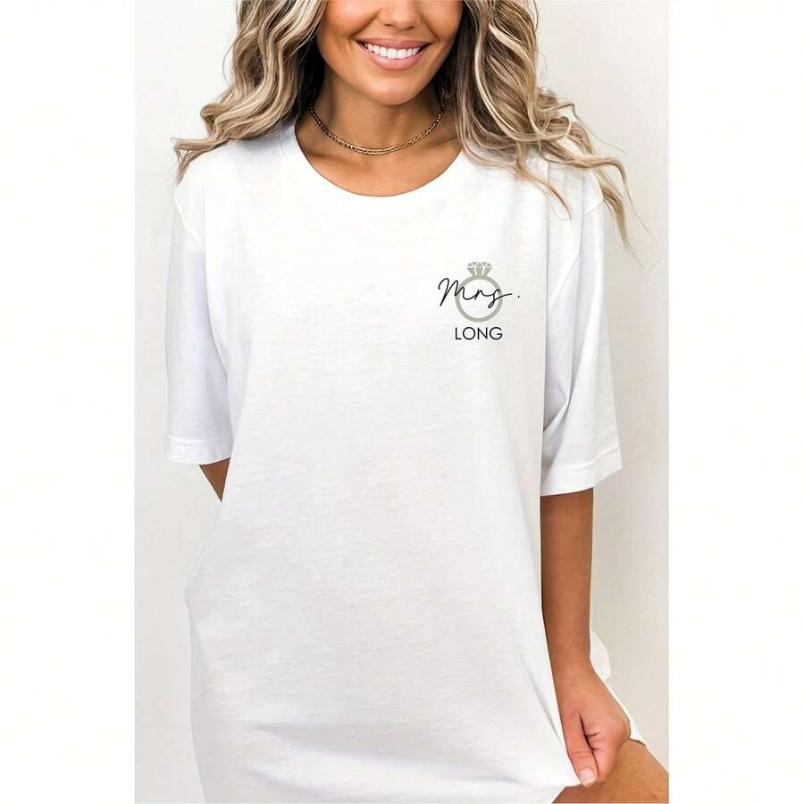 Camisa Personaliz Para Señora, Camisa Para Futura Señora, Fiesta De Compromiso, Camisa Personaliz Para Novia, Camisas De Compromiso, Regalo Para Futura Señora, Futura Novia, Regalos De Compromiso - White - View 1