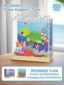 Micro Particle Potted Ocean Building Blocks With Display Cover, DIY Colorful Ocean Series Building Blocks, Suitable For Birthday, Father's Day, Mother's Day, Teacher's Day Gifts, Holiday Gifts, Wedding Gifts, Wedding Decorations, Graduation Gifts, Valentine's Day Gifts, Spring/Summer Decor - Multicolor - View 15