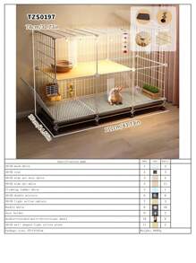 Jaula grande para conejo de fácil montaje con caja de arena, casa villa de gran tamaño para uso doméstico, jaula móvil conveniente para mascotas pequeñas