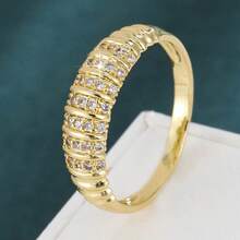 1pc Synthetic Zirconia Spiral Design Women's Ring - Multicolor - View 8