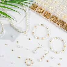 1000pcs White Mixed Acrylic Pearl Polished Loose Beads Set Elegant For DIY Jewelry Decors Handmade Craft Jewelry Making Supplies,Valentine's Day Gift