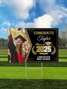 1pc Customized Campus Graduation Photo Lawn Plaque, Personalized 2025 Graduates' Names, Avatars, And School Names, Diy Commemorative Photo Set Decoration, High-Quality Materials Suitable For Outdoor Courtyard Use - Multicolor - View 11