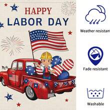 1pc Labor Day Women's Patriotic Outdoor Lawn Garden Flag, Horizontal Banner For Yard, Suitable For Festival Celebration - ‌Greenery Praises Labor and Enjoys Time - View 7