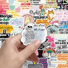 50pcs Snarky English Phrase Cartoon Fresh Creative Personalized Decorative Glass Car Helmet Stickers Room Decor Home Decor Wall Decor Personalized Wall Stickers
