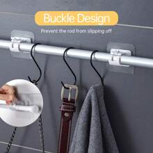 8 piezas Barras de cortina sin perforación, soportes de barra de cortina sin taladro, soportes adhesivos para barra de cortina, ganchos ajustables para barras de cortina sin clavos, colgadores de cortina para baño, cocina y hotel