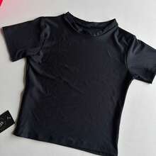 Women's Gym Cropped Top With Sleeves, Suplex, Stylish, Everyday, Training, Running - 黑色 - 查看 2