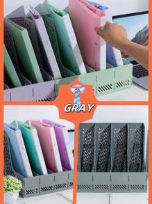 Desktop Organizer Document File Holder Rack, High Capacity Storage For Files, Papers, Stationery Office Supplies