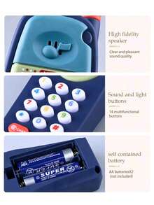 多功能音乐模仿电话玩具，卡通造型，模拟拨号音，趣味学习，宝宝启蒙，亲子互动，适合送给12个月以上男孩女孩的礼物。随机配件及包装，不含电池 - 彩色 - 查看 5